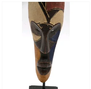 Two Mounted African Tribal Masks on wooden blocks