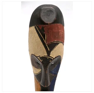 Two Mounted African Tribal Masks on wooden blocks