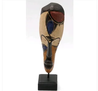 Two Mounted African Tribal Masks on wooden blocks