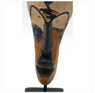 Two Mounted African Tribal Masks on wooden blocks