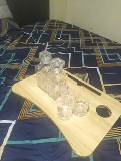 Cut crystal whisky set + 3 glasses