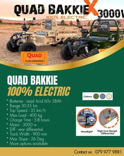 Quad Bakkie 100% Electric / Vierwiel Bakkie Elektries