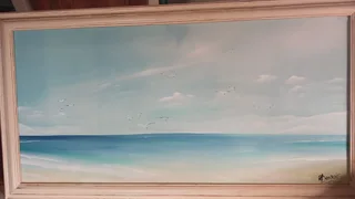 Origenal framed painting on board144 cm by 77 cm