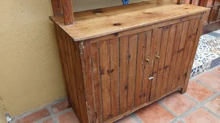 Antique Rustic Oregon Pine Kitchen Cupboard / sideboard
