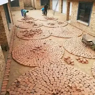 Cobble half brick paving