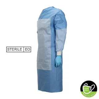 Disposable Blue Sterile Reinforced Surgical Gowns with 2 towels