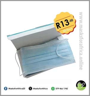 Disposable Blue 3-Ply Face Masks - box of 50