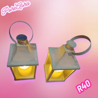 Artificial White Candle x2 &amp; Grey Clock