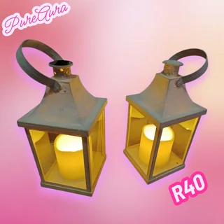 Artificial White Candle x2 &amp; Grey Clock