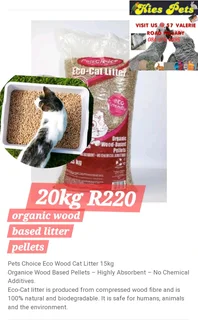 Organic wood based cat litter pellets
