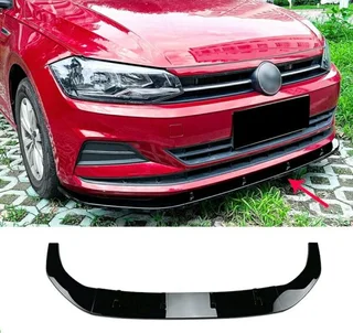Maxton design style slimline 3 piece ABS plastic gloss black front spoiler VW Polo AW