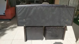 Double bed upholstered headboard with 2 matching side pedestals