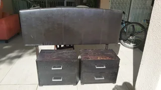 Double bed headboard and side pedestals with drawers