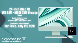 iMac 24-inch M1 8-Core CPU, 8-Core GPU–8GB RAM–Larger512GB SSD (4x Ports)Box, Mouse, Keyboard. WS