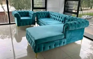 L shape chesterfields couch