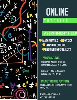 Math, Physics Online Private Tutor For You/tuition And Assignment Of Physics, Math& Engineering