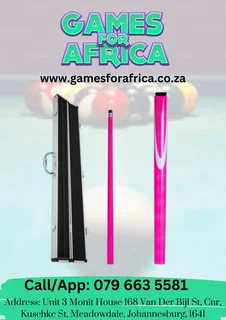 Pool Cue Graphite + Pool Cue Case Aluminum 1/2 Pc Professional Heavy Duty