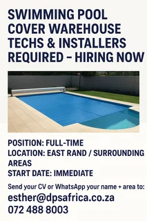 Swimming Pool Cover Warehouse &amp; Installers (Training Provided)