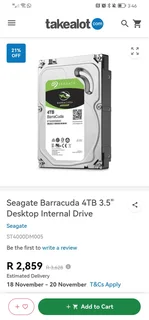 Hard Drive 4TB Seagate Barracuda HHD