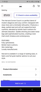 Corner couch LHF ( Left hand facing ) (L-shape)