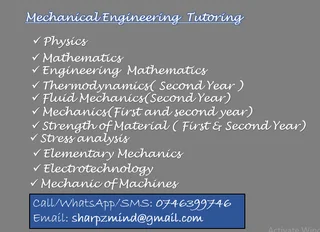 Tuition, Modules: math (grd8-12) and Tertiary levels (first and Second Year)