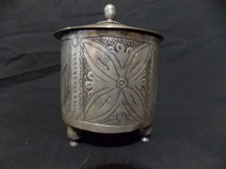 Antique Pewter Trinket Bowl with Lid
