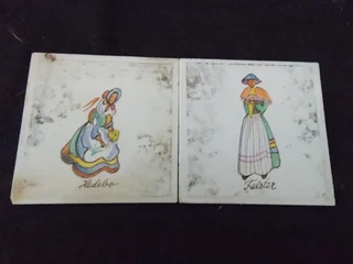 Set of Two Danish Porcelain Tiles