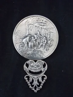 Great Silverplated Antique Hand Mirror