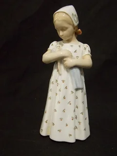 B &amp;G Denmark &#34;Mary and the Doll&#34; Porcelain Figurine Hand signed HB