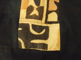 Set of Two Cushion slips. Ethnic design. Raffia on linen