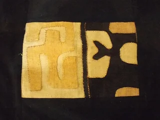 Set of Two Cushion slips. Ethnic design. Raffia on linen