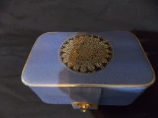 Leather and Petit Point Jewelry Box