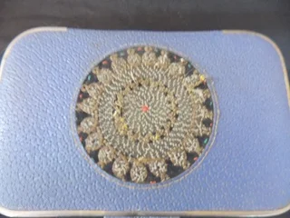 Leather and Petit Point Jewelry Box