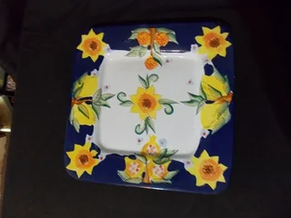 Big Glazed Pottery Square Platter