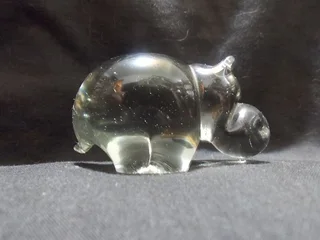 Glass Hippo Paperweight