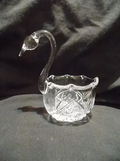 Carved Waterford Crystal Swan Trinket Bowl