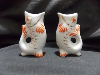 Two Fish Shot Glasses Retro Porcelain . Polonsky , Ukraine USSR 1960