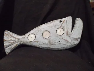 Angler Fish Wooden Tea Candle Holder