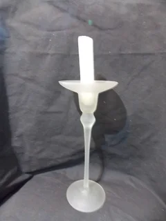 Tall Frosted Glass Candle Holder