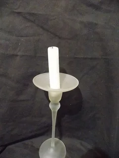 Tall Frosted Glass Candle Holder