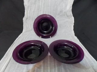 Set of Three  Purple Glass Bowls