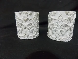 Set of Two Plaster of Paris Tea Candle Holders
