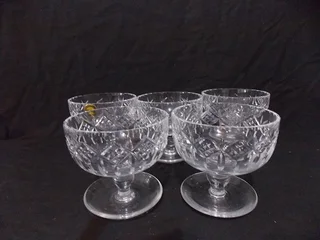 Set of Five Webb Corbitt Crystal Dessert Bowls