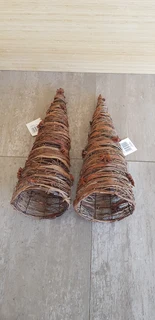 2 Wooden Christmas Trees - Xmas Tabletop Decor - BRAND NEW