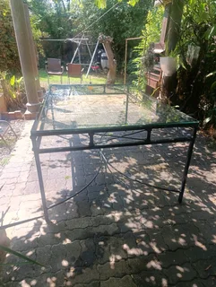 Steel table with glass