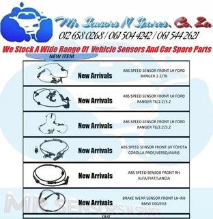 ABS Speed Sensors for Ford Ranger 2.2 3.2 T6 Toyota Corolla Alfa Fiat BMW