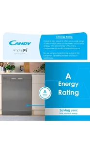 Candy CD PN1L390PX-ZA 13 Place Settings Free Standing Dishwasher