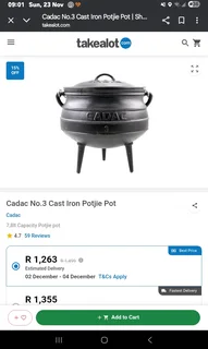 Brand New Cadac No 3  Cast Iron Potjies