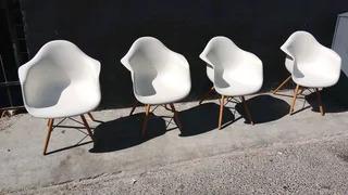 Eiffel Chairs-Arm chair/ wood leg