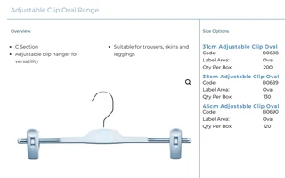 156 Used Visconti Adjustable Clip 38cm Garment Hangers &#64; R 4.00 Each Plus Delivery